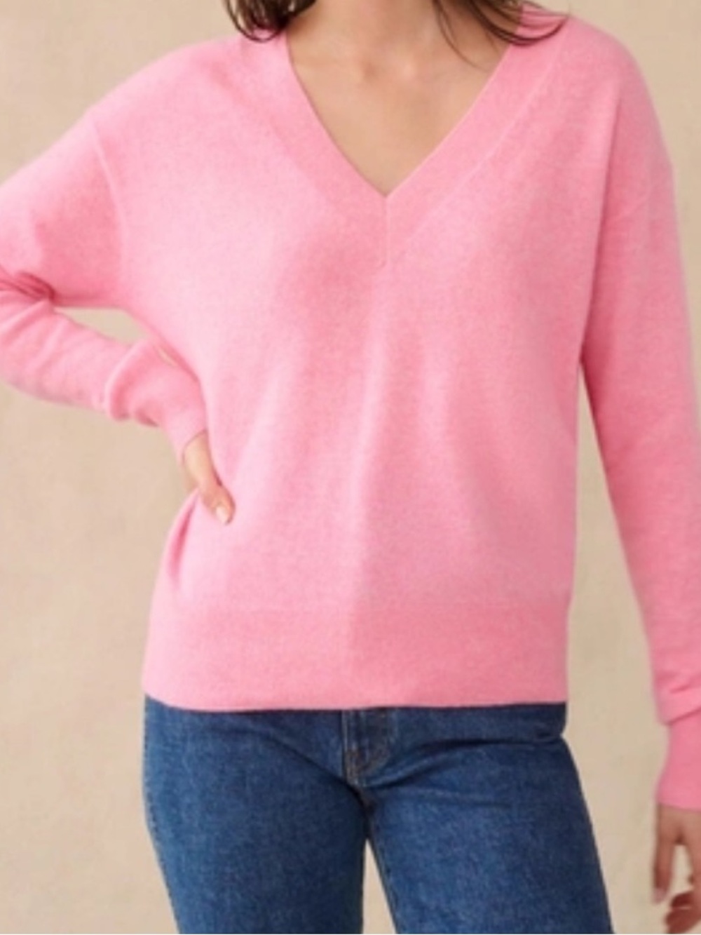 White and Warren V Neck Sweater size XS